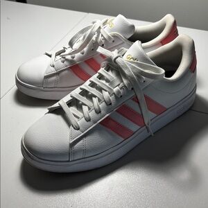 Adidas Women's White and Pink Sneakers